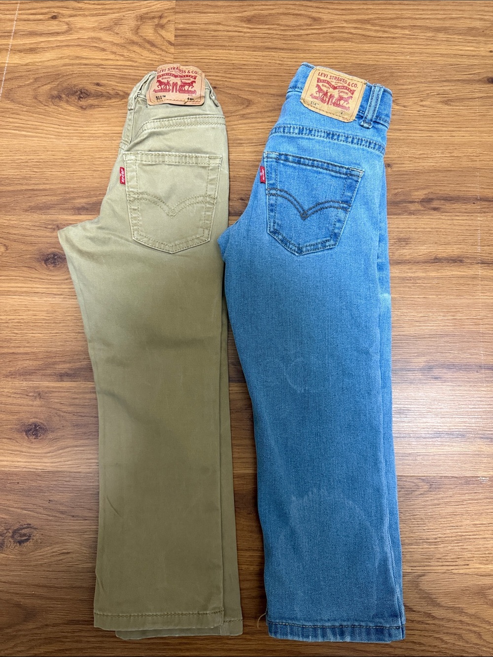 Levi's Olive Green & Light Blue Denim Jeans Pair